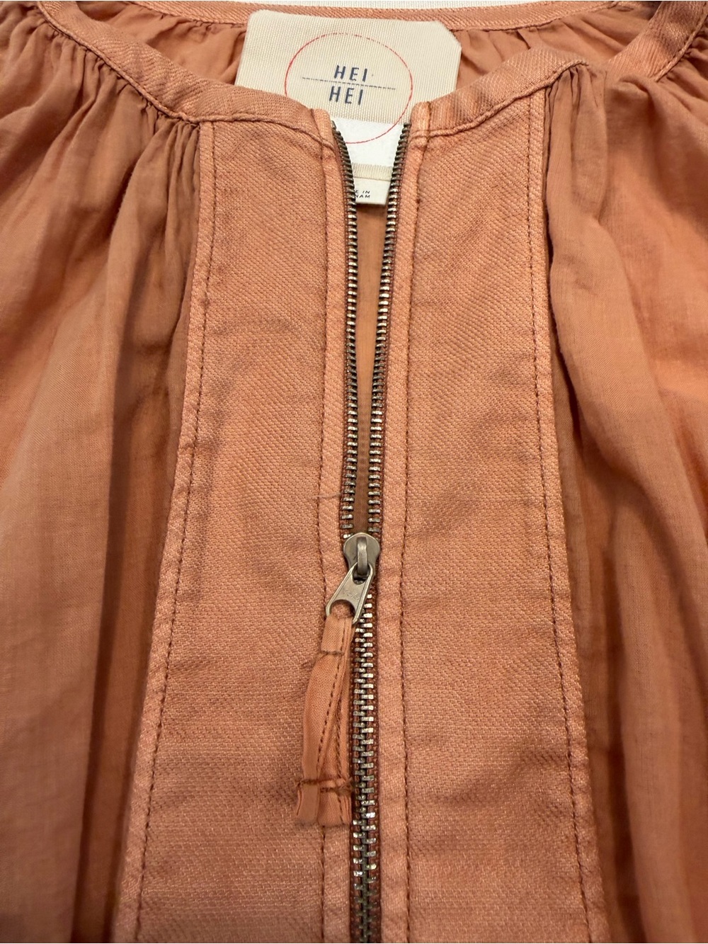Anthropologie Hei Hei Hilltop Cropped Bomber Jacket Peach Apricot Small - Picture 4 of 8